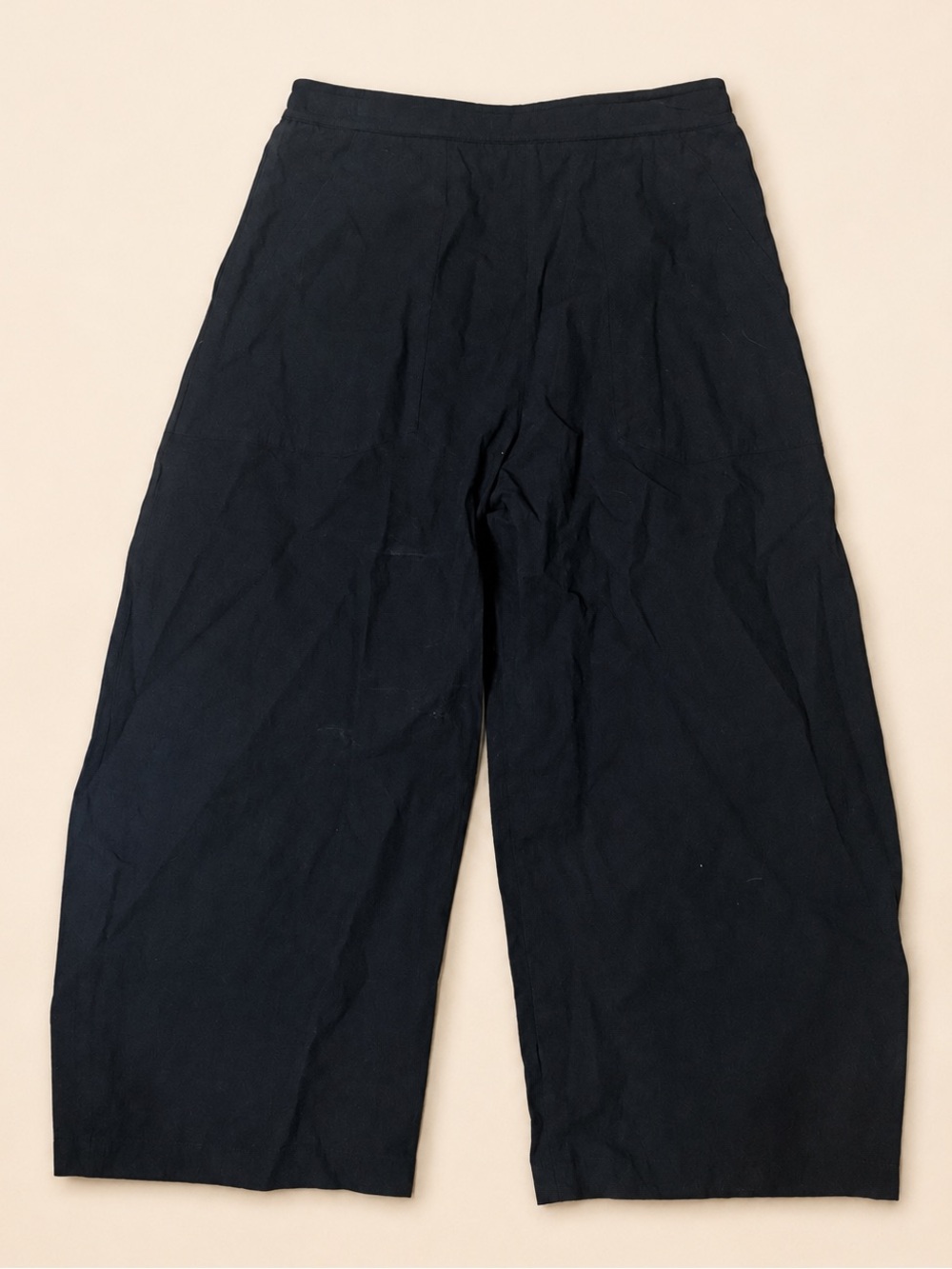 InSIS Black Wide Leg Cropped Pants Size Medium Cotton Linen Blend - Picture 2 of 4